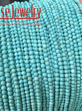 天然蓝松石串珠散珠 diy手工编织手链项链间隔珠 2mm 3mm小珠子