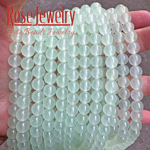 浅透薄荷绿散珠绿色玉髓圆珠手工串珠 diy手链项链耳坠配饰材料