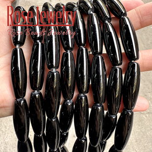 天然黑玛瑙米珠型管珠异形散珠 diy手工编织手链项链饰品配件