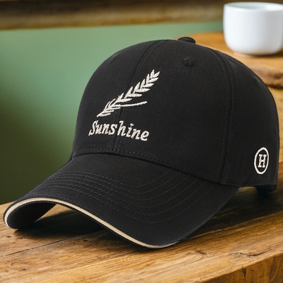 帽子男春秋时尚麦穗刺绣加长檐