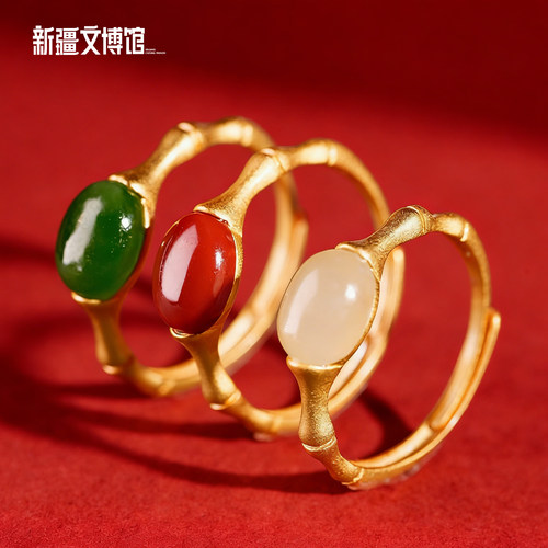 新疆文博馆文创竹节戒指2025新款开口可调节指环生日礼物