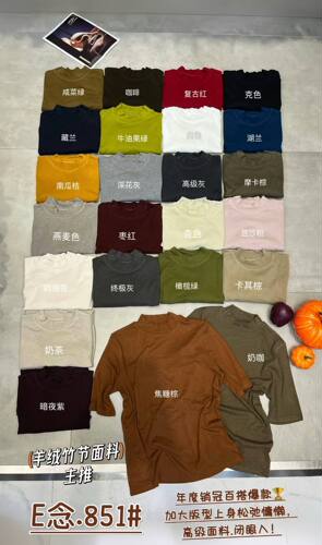 E念851早秋新款立领中袖T恤女韩版纯色百搭显瘦五分袖打底衫上衣