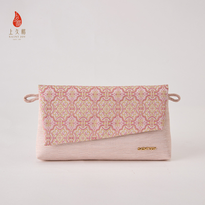 SAINTJOY/上久楷宋锦斜背包  粉色菱纹定胜  BWS24B0105