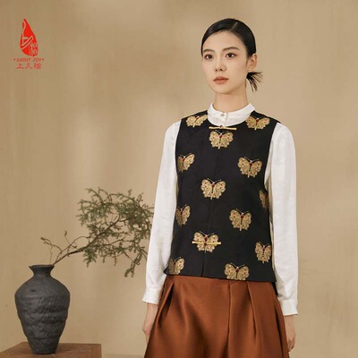 上久楷古风圆领宋锦马甲