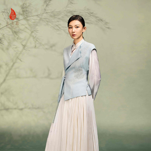 SAINTJOY/上久楷宋锦新中式轻奢女式马甲 夏五吟梅图CY1045205012