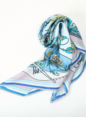 SAINTJOY/上久楷真丝方巾 印花真丝方巾 春绘芳绮 FJS24045-1