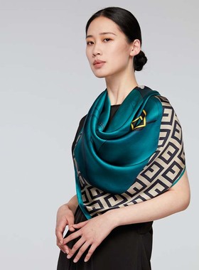 SAINTJOY\/上久楷真丝方巾春夏防晒丝绸围巾披肩FJS22011莫兰迪