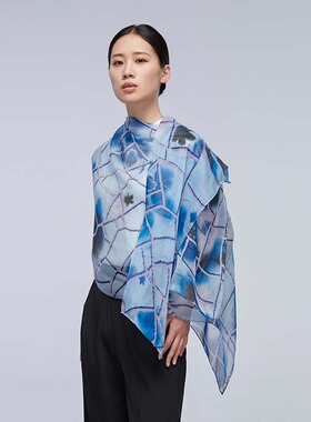SAINTJOY/上久楷夏季真丝长巾 桑蚕丝 落花韵 CJS22077