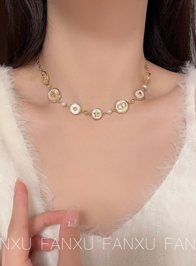 FANXU CD家法式蜂蜜白色糖果项链贝母手链字母耳饰