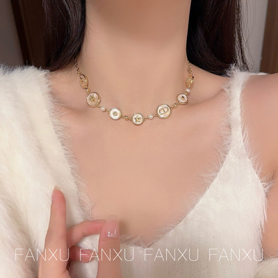 FANXU CD家法式蜂蜜白色糖果项链贝母手链字母耳饰
