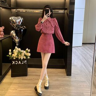 时髦洋气小个子衬衫 时尚 新款 女2025春季 设计气质半身裙两件套 套装