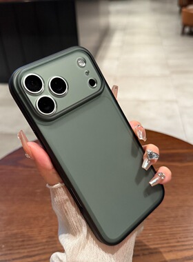 全包防摔适用于iphone17ProMax手机壳苹果17pro新款亚克力17p简约防汗外壳Air半透磨砂黑色17pro高级感保护壳