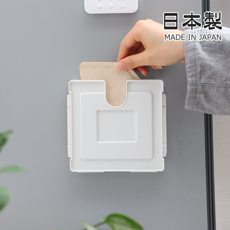 日本进口手冲咖啡滤纸收纳盒冰箱壁挂式V60扇型磁吸式通用防尘盒 收纳整理 壁式收纳盒 原图主图