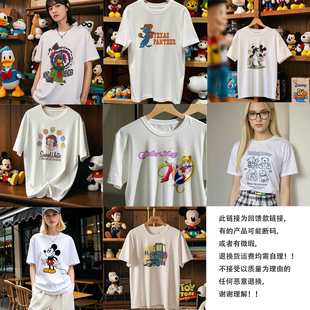 【回馈款】新款卡通复古百搭印花图案全棉圆领宽松显瘦纯白T恤女