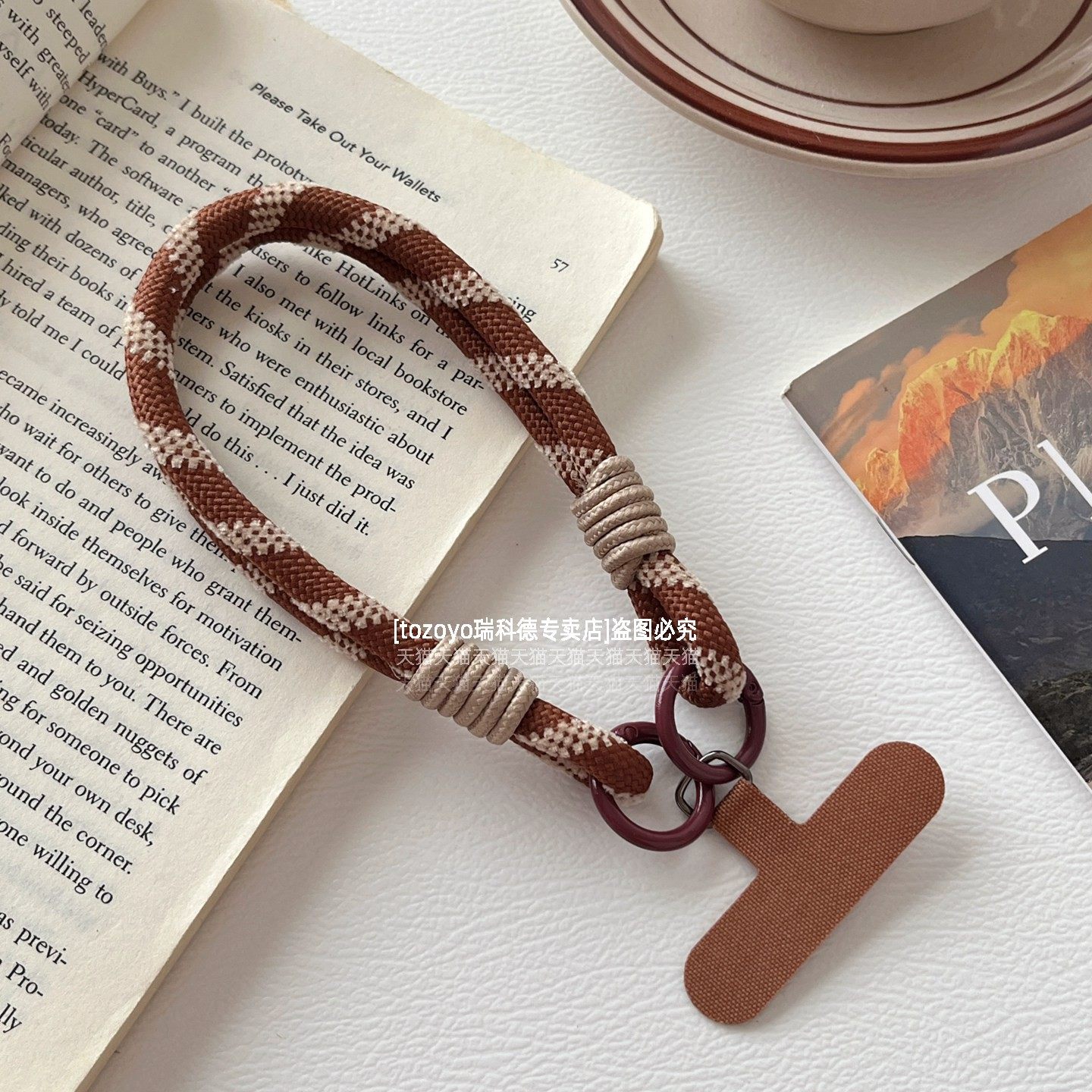 秋季氛围感手机挂绳复古美拉德防丢手腕绳挂件结实双层手绳带垫片时髦