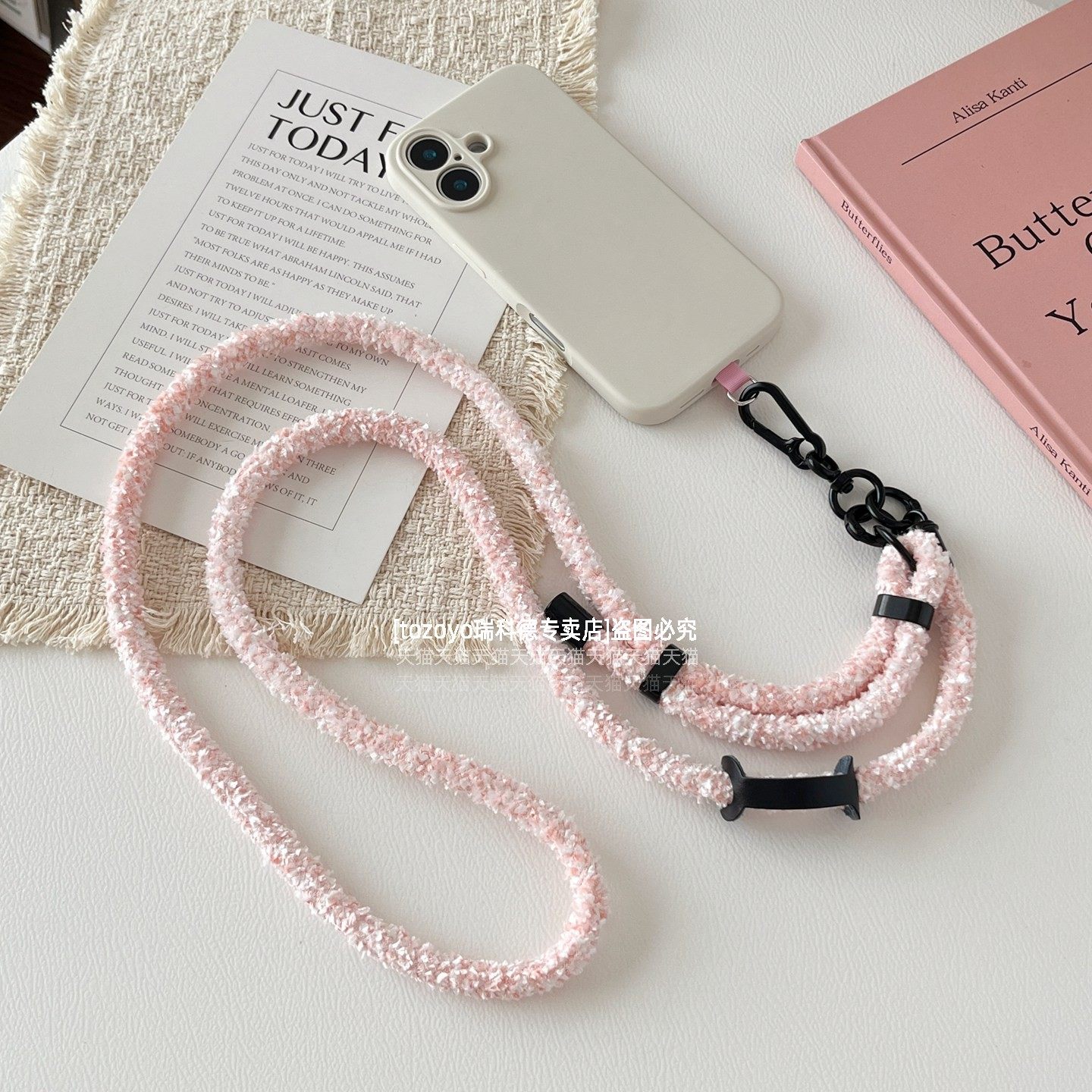 可调节毛绒绒手机挂绳秋冬旅游防丢绳新款斜挎可背挂件毛茸长款背带包