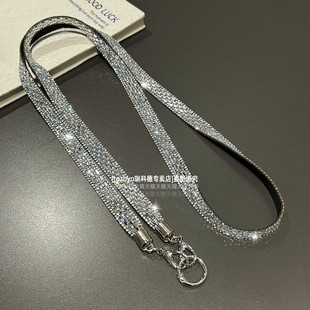 轻奢宽带斜挎可背手机挂绳不勒肩镶钻背带爆闪超精致防丢绳链条闪钻挂链创意高档水钻旅游时尚好看背绳垫片壳