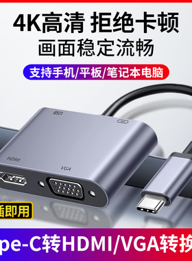 Typec转hdmi扩展坞17手机平板笔记本电脑外接显示器电视转换器typec转vga连接投影仪适用华为苹果15 macbook