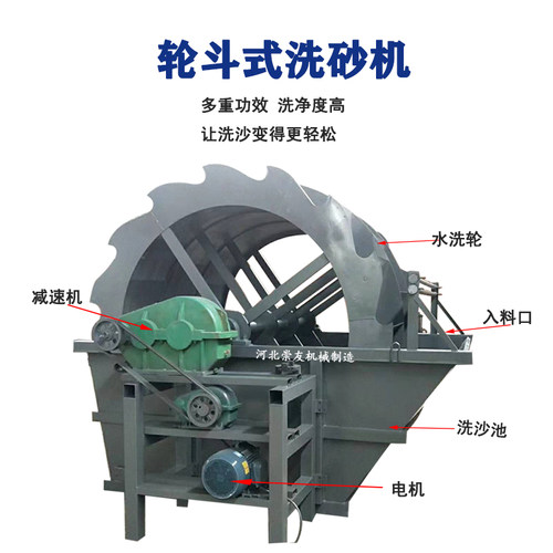 大型洗沙机设备全自动水洗轮斗式洗砂机三槽移动式筛沙洗沙一体机