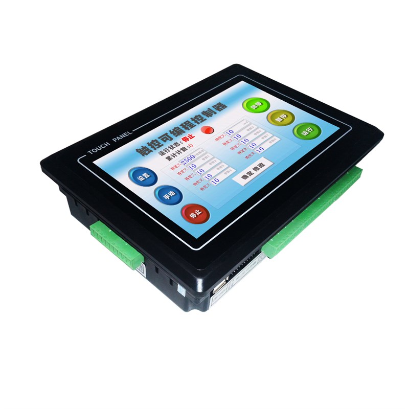 PLC一体机步进电机控制器伺服电机触控屏四轴八轴8轴7寸10寸系统