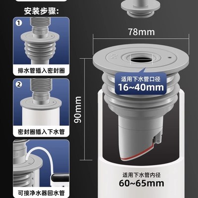 40/50/75下水管防臭密封圈洗衣机排水管止逆阀防返水神器