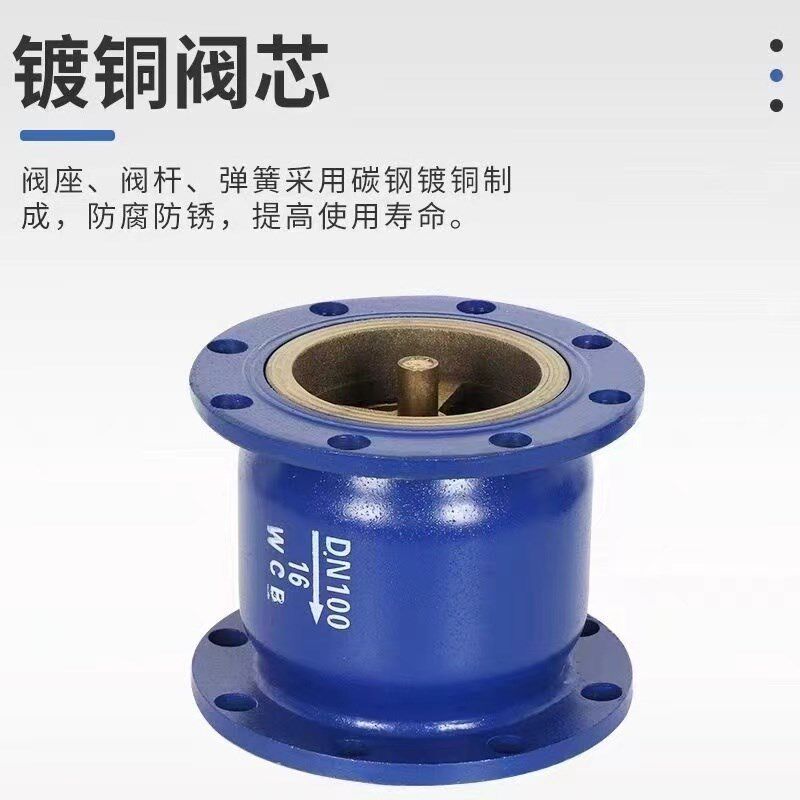 HC41X-16法兰消声止回阀球墨铸铁不锈钢阀芯碳钢单向阀DN50 80