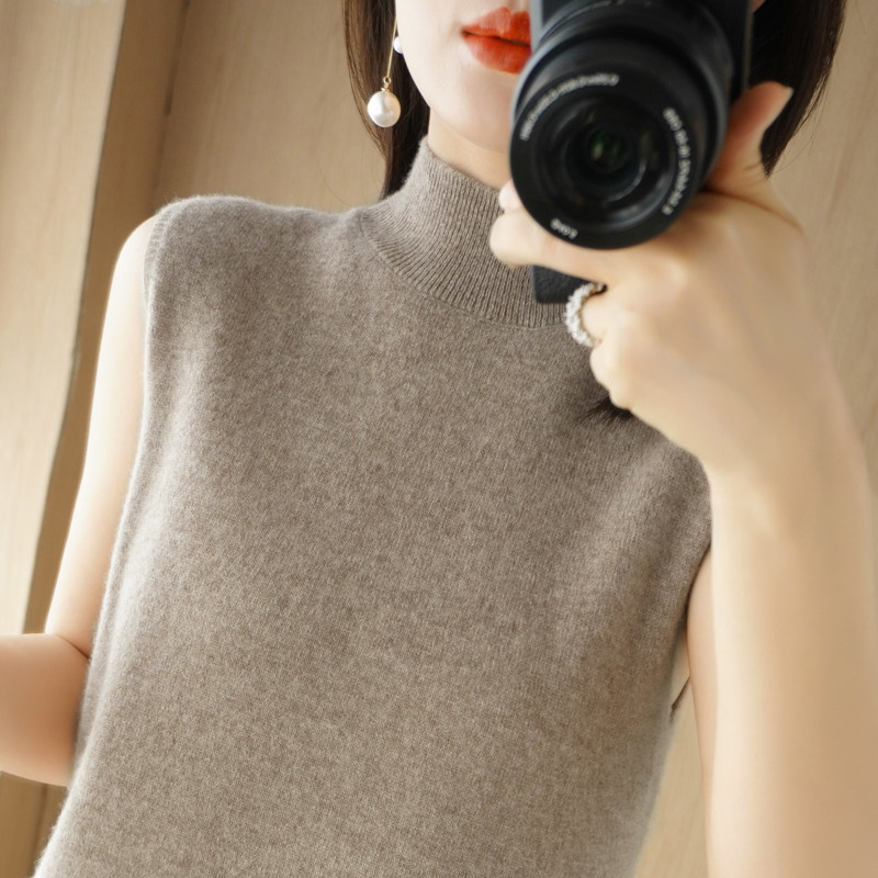 半高领无袖背心女2025初春季新款洋气修身打底衫西装内搭针织线衣,女装/女士精品,毛针织衫,淘宝优惠券,粉丝福利购,淘宝优惠卷