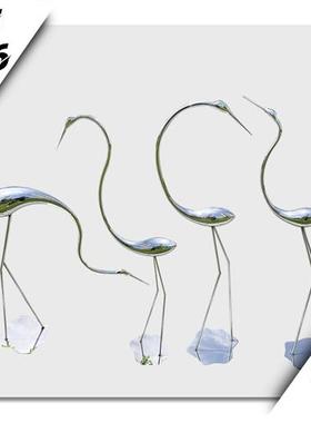 不锈钢金属仙鹤鸟白鹭雕塑售楼部样板间庭院水池草坪装饰户外摆件