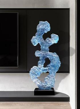 现代酒店大堂太湖石雕塑透明树脂桌面摆件创意装置艺术品抽象装饰