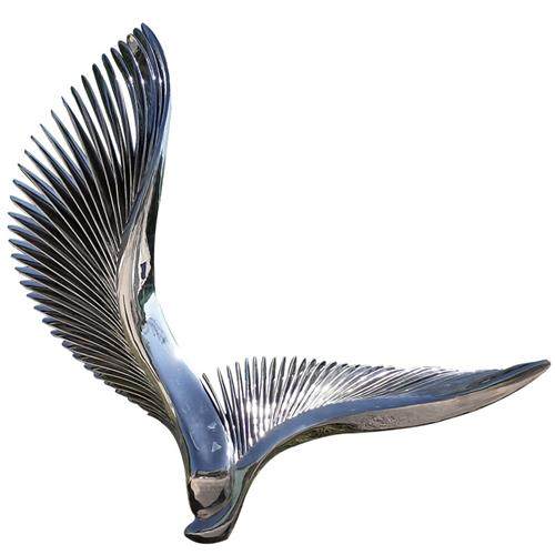 不锈钢镜面翅膀雕塑简约现代水池公园小区门口景观落地定制摆件