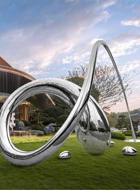 户外不锈钢镜面水滴浪花雕塑定制酒店售楼部景观创意水景落地摆件