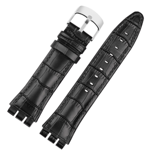 头层牛皮适配斯沃琪真皮表链 三岔口表带 swatch手表带21 22mm男