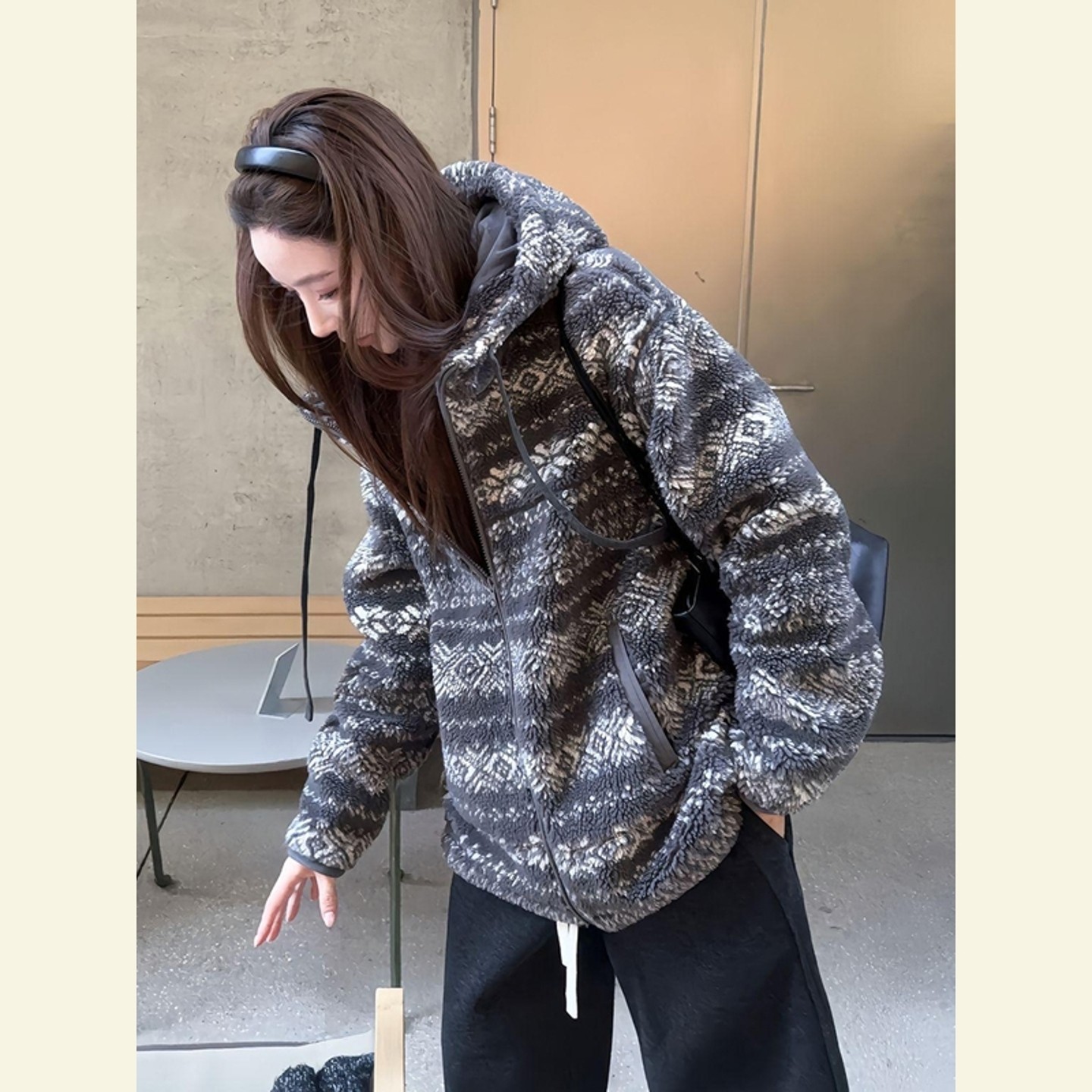 秋季减龄漂亮洋气独特高级感超好看今年流行费尔岛羊羔毛厚外套女,女装/女士精品,短外套,淘宝优惠券,粉丝福利购,淘宝优惠卷