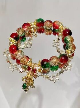 圣诞手链姜饼人琉璃撞色