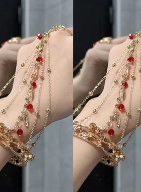 民族风红铃铛手镯古风异