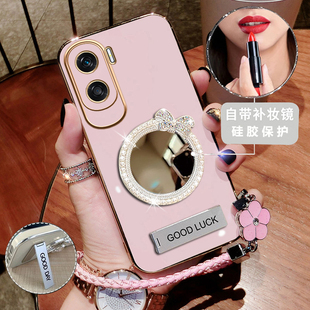 适用 华为荣耀X50i手机壳镜面CRT一AN00新款保护5G硅胶套honor全包防摔x5oi软壳带支架i5g女款CRTAN外壳简约