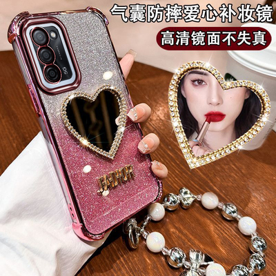 oppoA55手机壳带补妆镜带支架