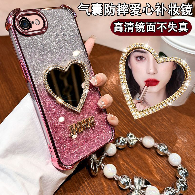 适用苹果7手机壳iphone8plus保护硅胶套7puls带补妆镜子ip8全包防摔8p软壳额7p女新款i7七网红可爱i8八高级感