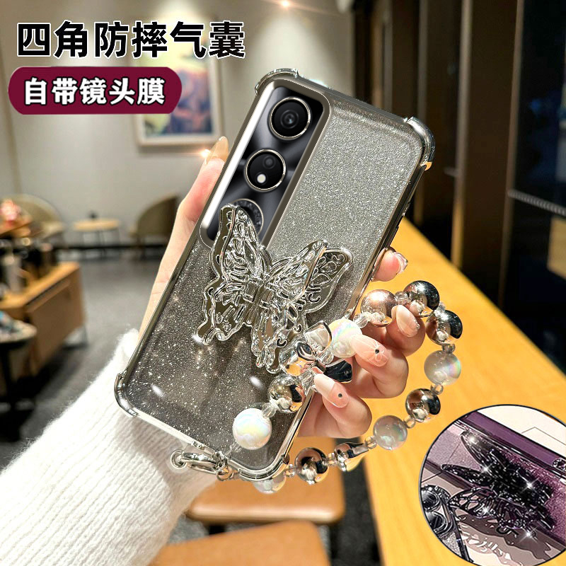 荣耀play9C手机壳蝴蝶带支架