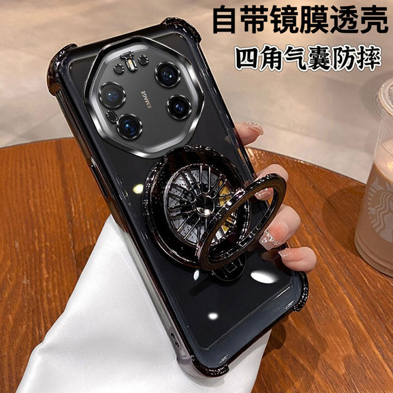 适用华为mate80rs手机壳新款meta80pro非凡大师保时捷版保护硅胶套SGU一AL10全包带支架mt透明带镜头膜男女款