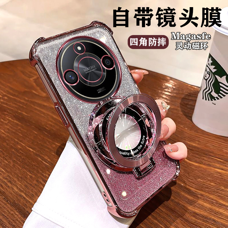 华为荣耀X50gt手机壳带支架honor X50GT新款保护硅胶套ALP一AN00镜头全包软壳5G超薄ALPAN透明防摔高级感男女