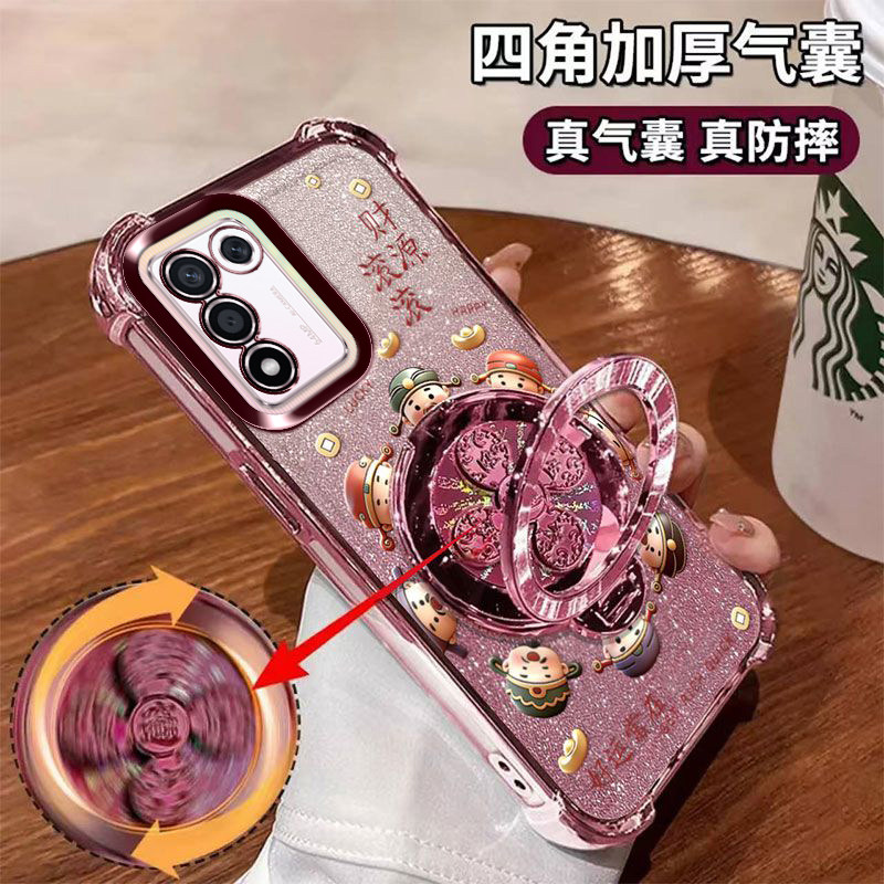 适用oppoK9s手机壳财源滚滚oppo闪金财神镜头膜保护K9s好运常在软胶5G全包防摔四角气囊PERM10风生水起支架潮