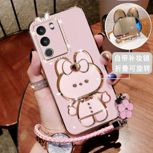 vivos17手机壳V2283A新款镶钻vivo保护S17pro硅胶套5G全包2284软壳支架pr0可爱vivis网红vovos带镜子viv0女潮