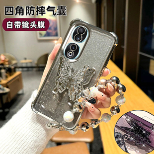 适用华为荣耀90手机壳honor90pro新款保护套荣耀90pro硅胶REA-AN00镜头全包气囊九十防摔透明por蝴蝶支架女款