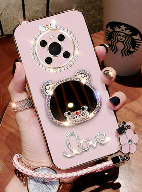 华为mate40E手机壳新款OCE一AN50保护套网红m40e镜头全包mete40e硅胶镜子10镶钻meta外壳女潮mt软壳e5g高级感