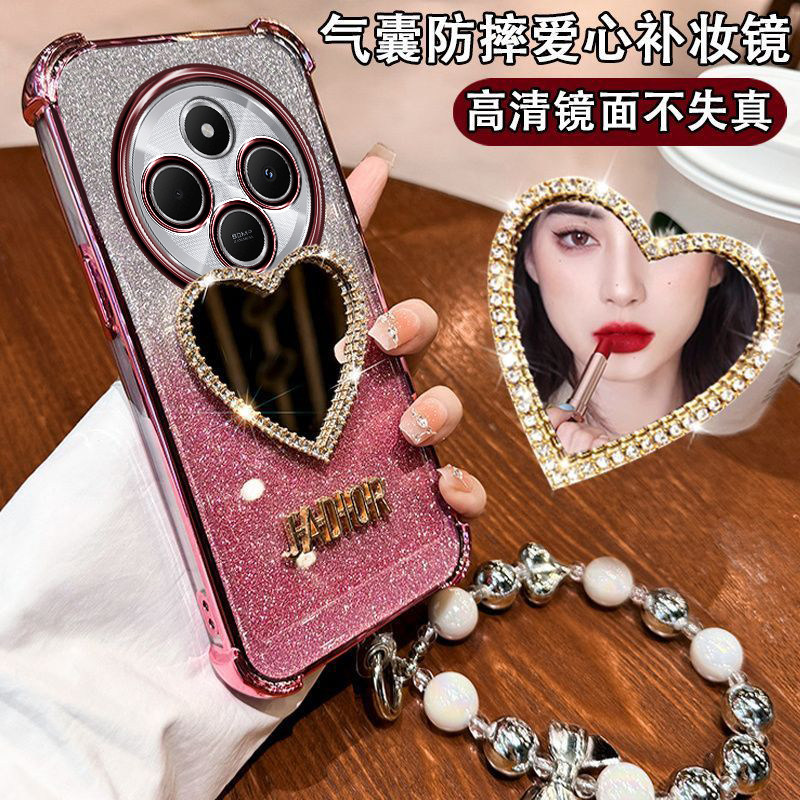 适用红米14C手机壳新款小米redmi14C保护5g硅胶套补妆镜2411DRN47C全包气囊防摔14c透明软壳c5g潮女r5g高级感