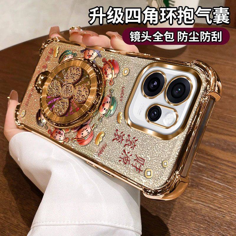 适用PLW110风生水起支架opporeno15手机壳reno15pro保护oppo硅胶套5g全包气囊防摔透明PLV软男女155g财神新款