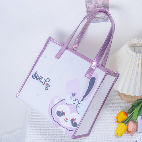 尚盈@紫兔星黛露卡通款潮女大学生通勤大容量防水手提果冻包收纳