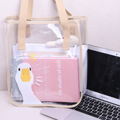 尚盈@大鹅款 大容量透明手提防水果冻包游泳包ins可爱少女心单肩包
