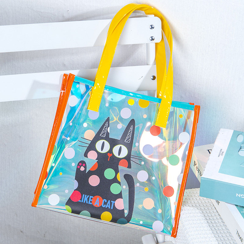 尚盈@圆点黑猫炫彩镭射包大容量防水防尘沙滩游泳包妈咪产检包